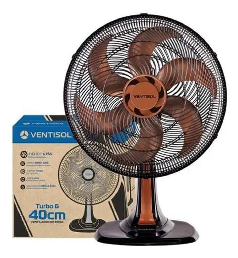 Ventilador Osc Mesa Turbo 6P 40cm 80W 127v Bronze Ventisol