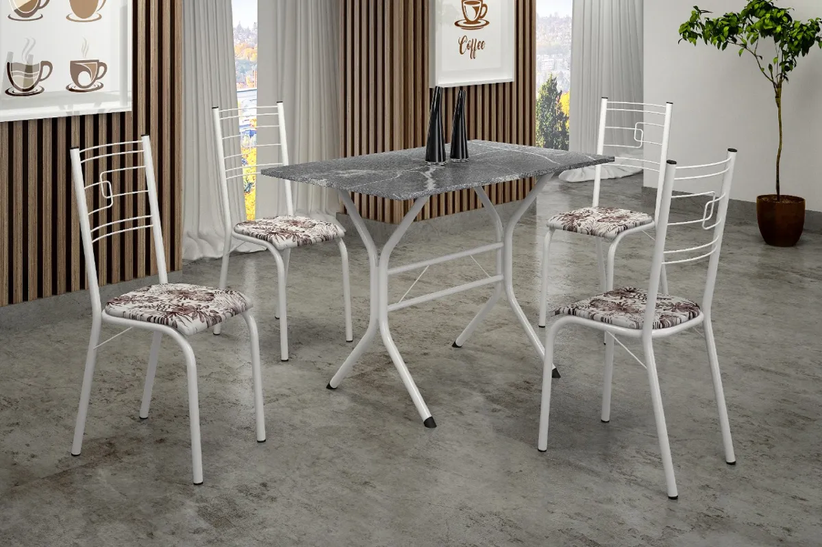 Conjunto Mesa Paraty 120x75 Marrom Tmp Ardosia Off White com 4 Cds Marrom.Creme Teixeira — Mesa Paraty 120 - Branco