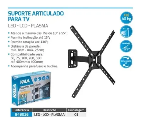 Suporte ArticuladoTV LED 10 a 55 Polegadas Kala