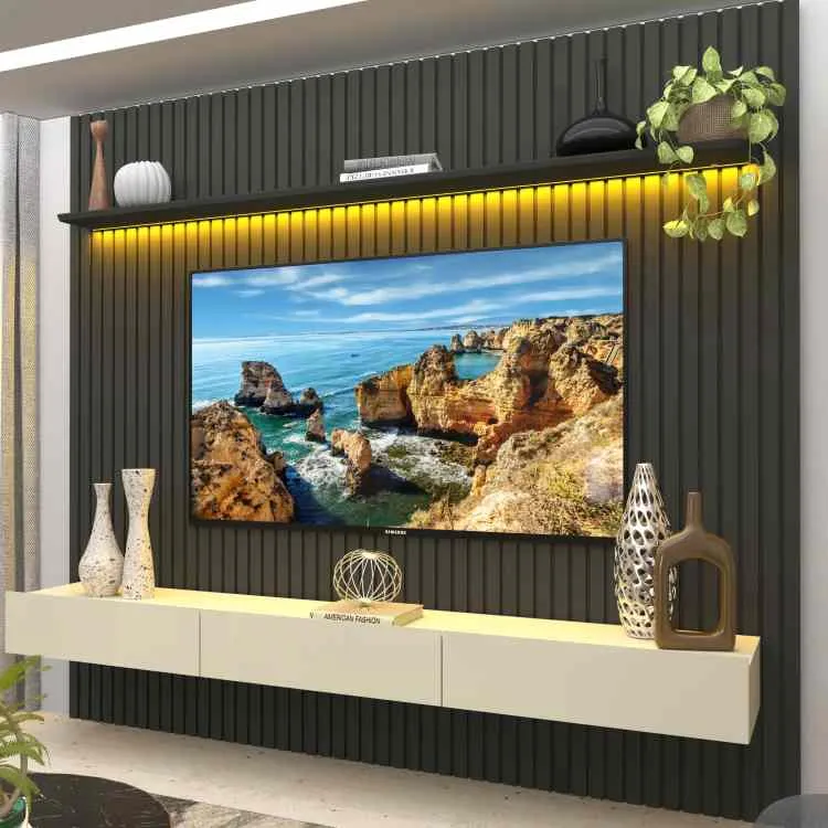 Home Nobre Ripado 230 1P3G com LED Naturale.Off White Gelius — Home Nobre Ripado 230 - Grafite/Off White