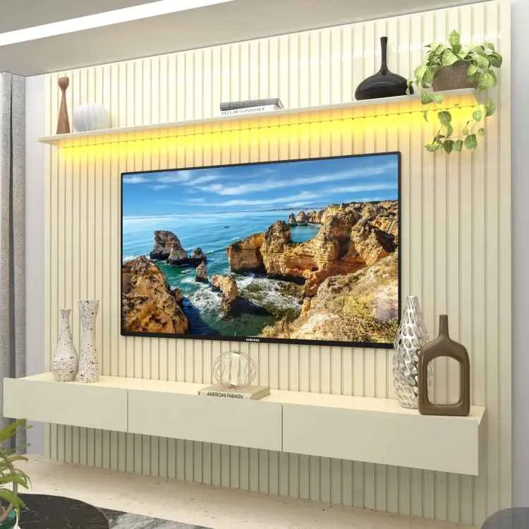 Home Nobre Ripado 230 1P3G com LED Naturale.Off White Gelius — Home Nobre Ripado 230 - Off White/Off White