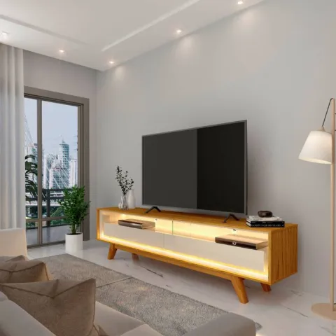 Rack Requinte 172 2G com LED Naturale.Off White Gelius