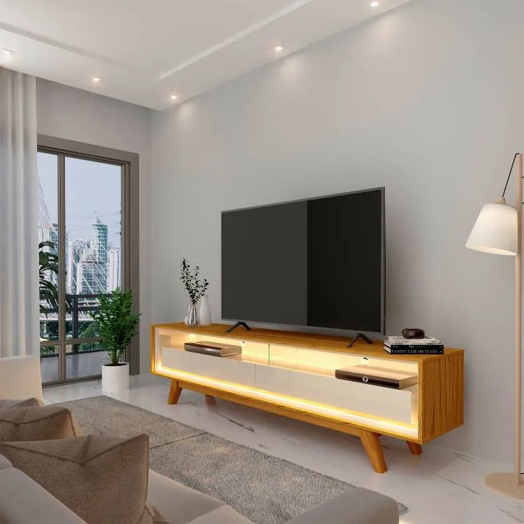 Rack Requinte 172 2G com LED Naturale.Off White Gelius — Rack Raquinte 172 - Naturale/Off White