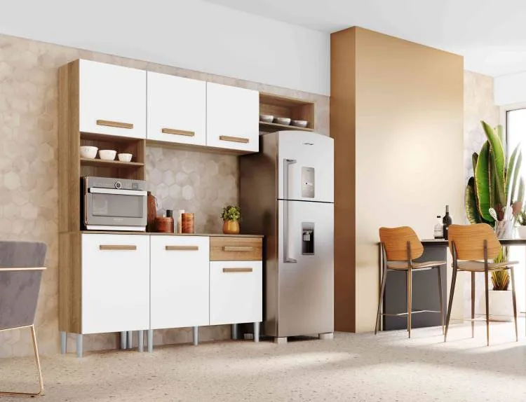 Cozinha Compacta Emily com Balcao 6P1G Atacama.Off White Aramoveis — Atacama/Off White