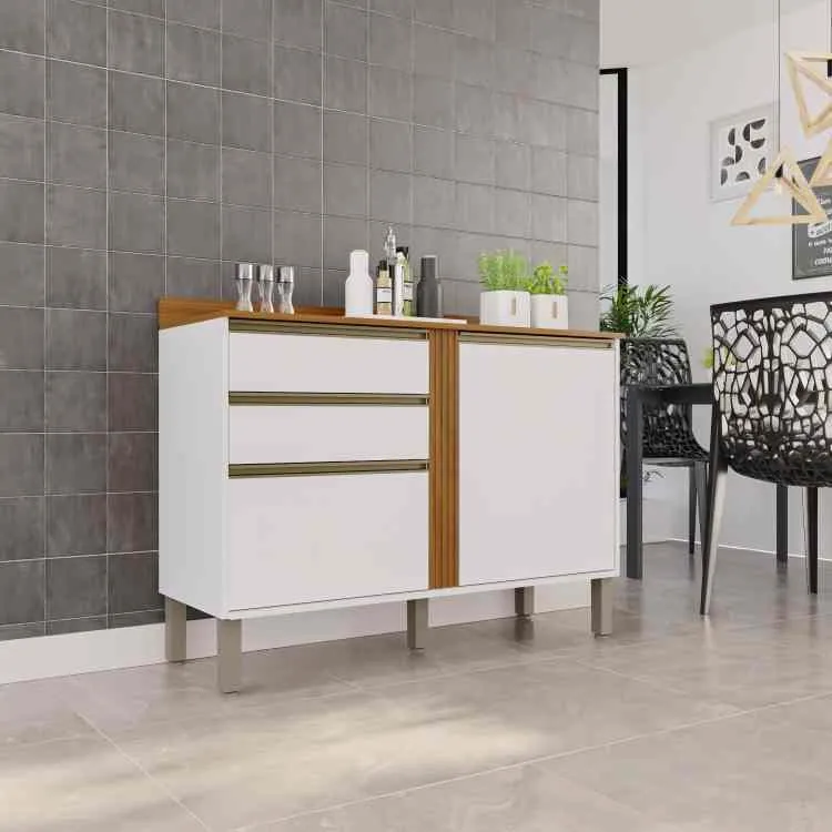 Aereo Geladeira Cozinha Perola 70 1N2G Branco Salleto — Balcao Perola 120 2P2G - Branco