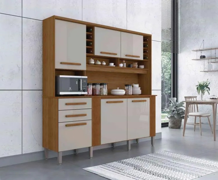 Kit Cozinha Catar 6P2G Salleto — Cinamomo/Off White
