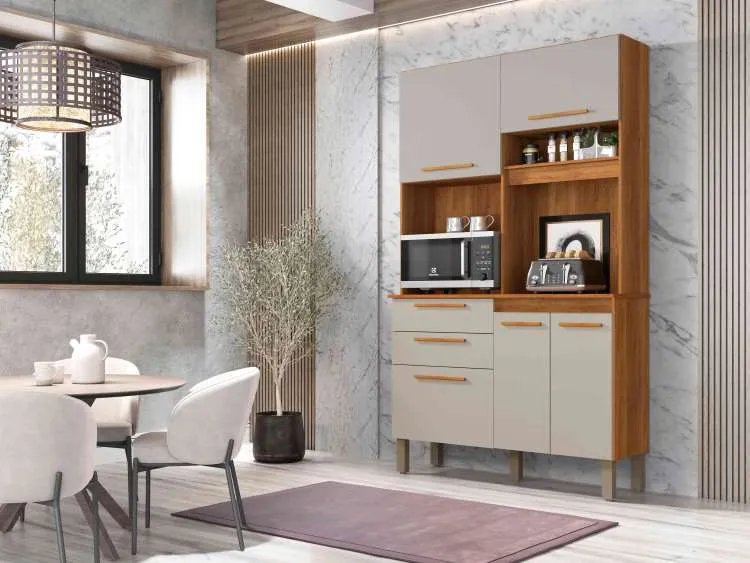 Kit Cozinha Dubai 5P2G Cinamomo.Off White Salleto — Cinamomo/Off White