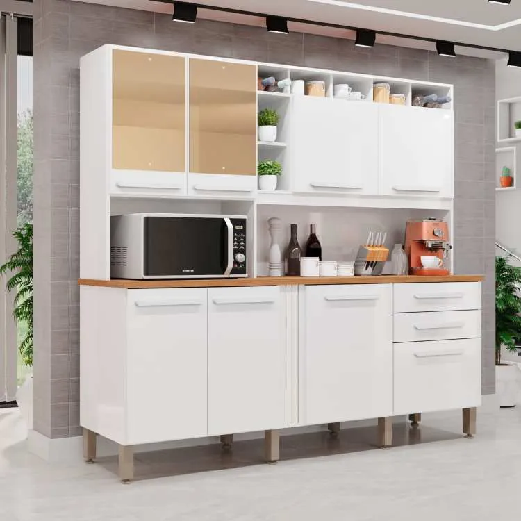 Kit Cozinha Antonela Prime 8P2G com Espelhos Imop — Branco