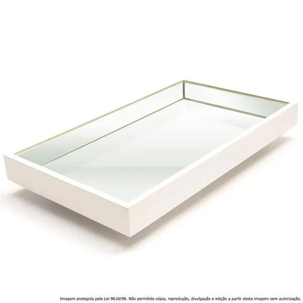 Bandeja Decorativa de Madeira Laminada Cinamomo Interior Espelhado Dias Repres — Bronze/Prata