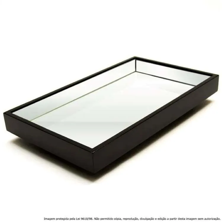 Bandeja Decorativa de Madeira Laminada Cinamomo Interior Espelhado Dias Repres — Café