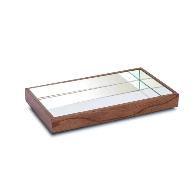 Bandeja Decorativa de Madeira Laminada Cinamomo Interior Espelhado Dias Repres — Off White