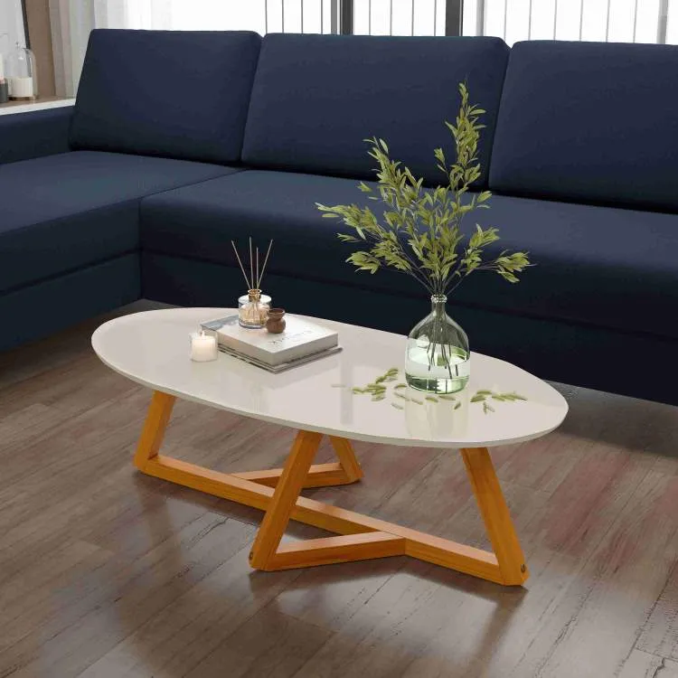 Mesa Centro Classic Branco.Nature Tebarrot — Off White / Nature