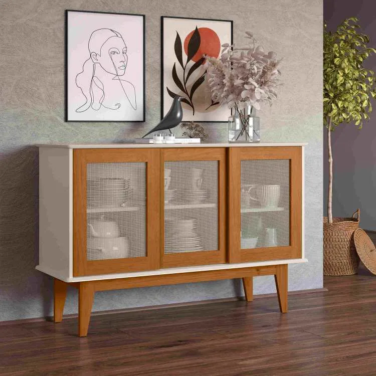 Buffet Detroit 3P Branco.Nature Tebarrot — Off White/Nature