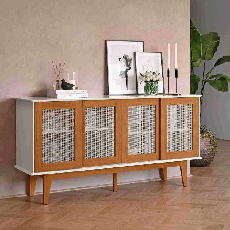 Buffet Detroit 4P Branco.Nature Tebarrot — Off White/Nature