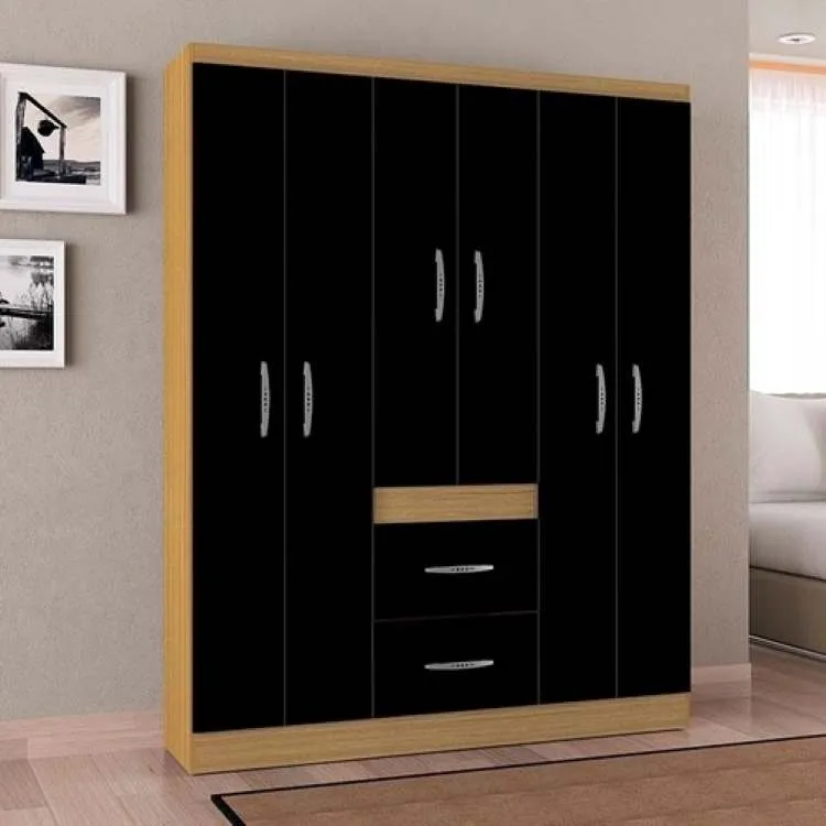 Roupeiro New Marbela 6P2G Poquema — Damasco/Preto