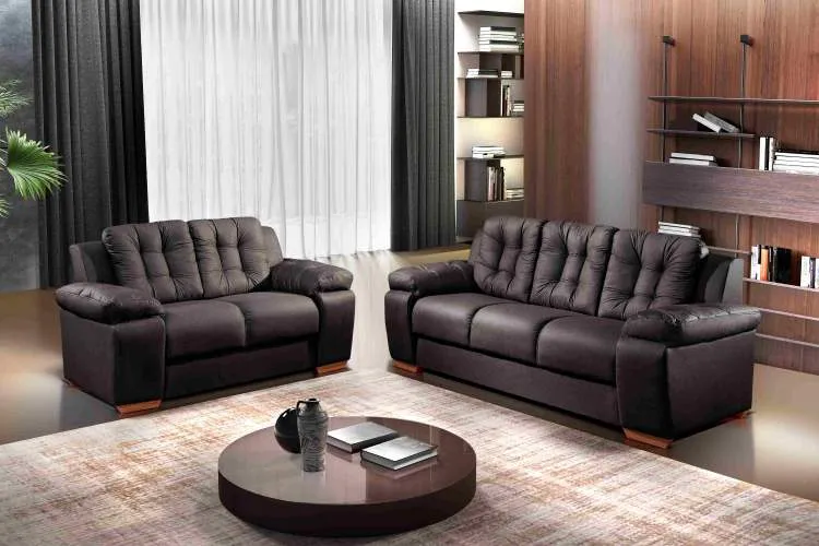 Conj Estofado 240 2x3Lgs Courvin Amsterda Preto Rondomoveis — Courvin Amsterdã - Preto