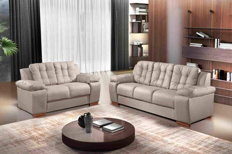 Conj Estofado 240 2x3Lgs Courvin Amsterda Preto Rondomoveis — Courvin - Areia