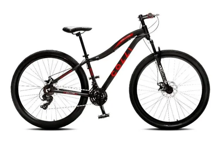 Bicicleta Colli Saphira Aluminio Aro 29 Freio a Disco Cambio Tras Shimano 21V Azul Campanhe.Rosa Cod 552.0109D EM Colli — Bicicleta Saphira - Preto Fosco/Vermelho