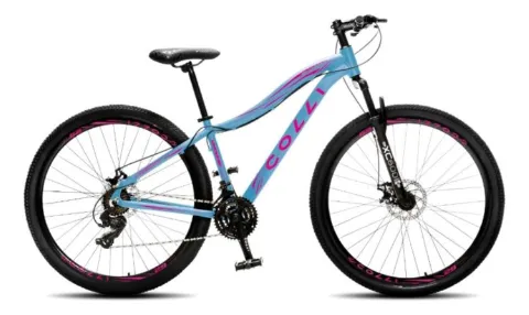 Bicicleta Colli Saphira Aluminio Aro 29 Freio a Disco Cambio Tras Shimano 21V Azul Campanhe.Rosa Cod 552.0109D EM Colli