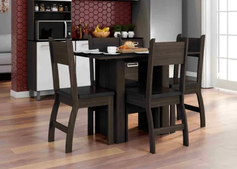 Composicao Milano Mesa com 4 Cds Amendoa.Preto Poliman