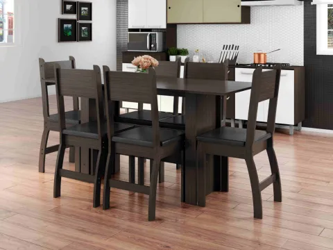 Composicao Milano Mesa com 6 Cds Amendoa.Preto Poliman