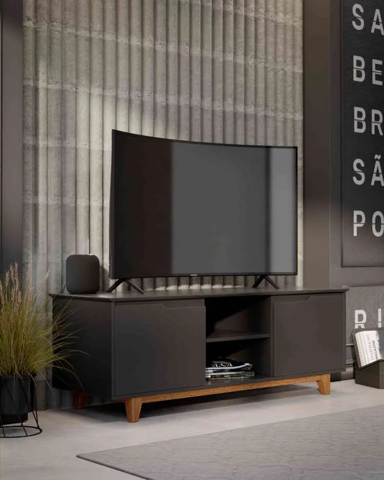 Rack Bancada Flow Branco EJ Moveis — Rack Bancada Flow - Preto