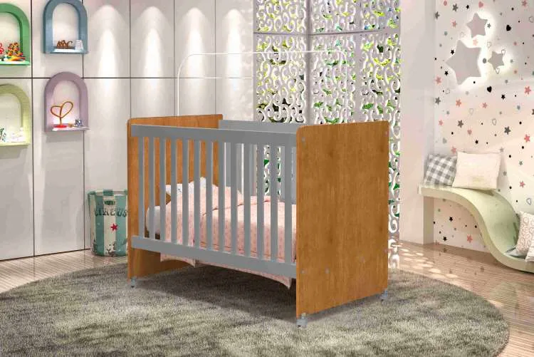 Berco Mini Cama Catatau New 70 J&A Moveis — Nature/Cinza