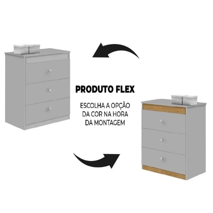 Comoda Catatau New 3G Branco.Branco Branco ou Branco.Nature MultiFlex J&A Moveis — Cinza ou Cinza/Nature
