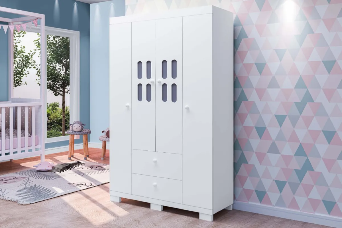 Roupeiro Sophie 4P2G J&A Moveis — Branco