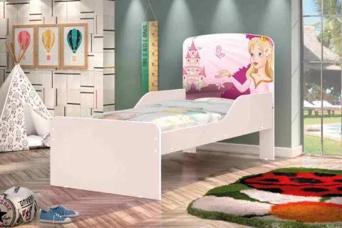 Cama Infantil Nicole Princesa Branco.Rosa J&A Moveis