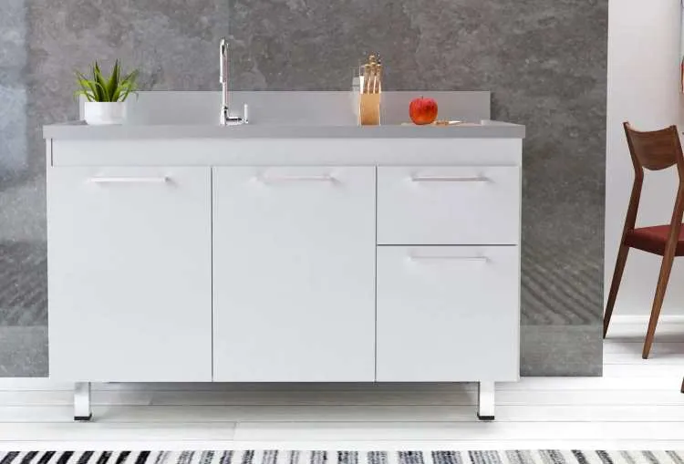 Gabinete Kaus 114 para Pia 3P1G Branco.Branco Cerocha — Branco/Branco
