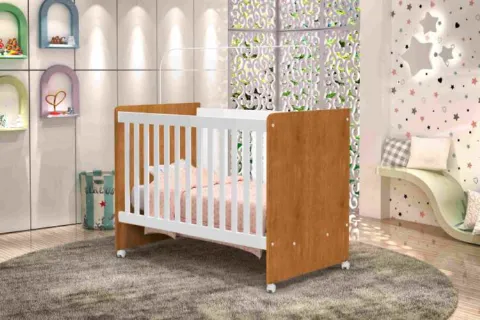 Berco Mini Cama Catatau New 70 Nature.Branco J&A Moveis