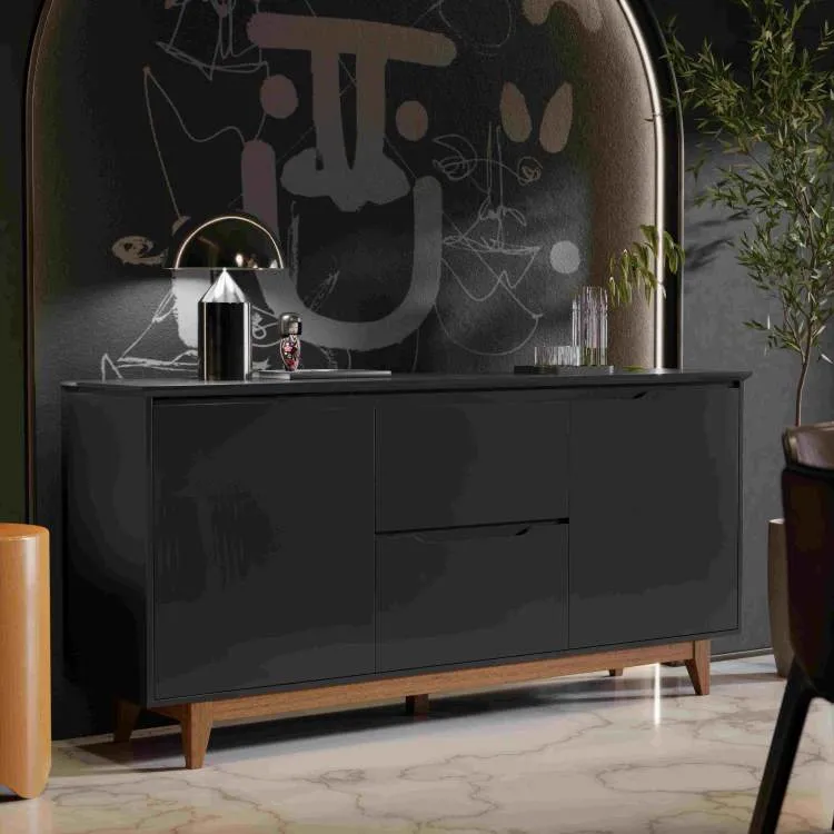 Buffet Flow 2P2G EJ Moveis — Preto