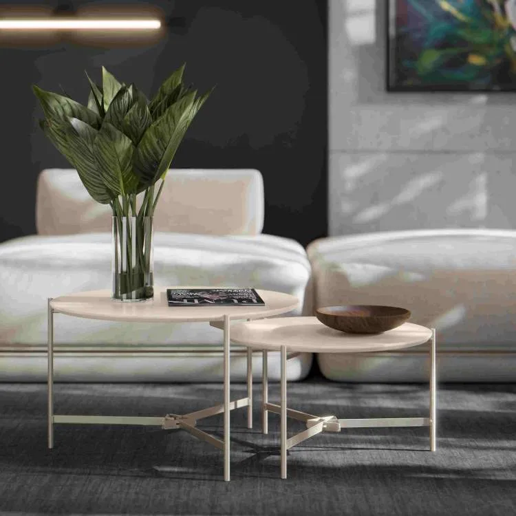 Jogo Mesas Centro Prisma EJ Moveis — Off White