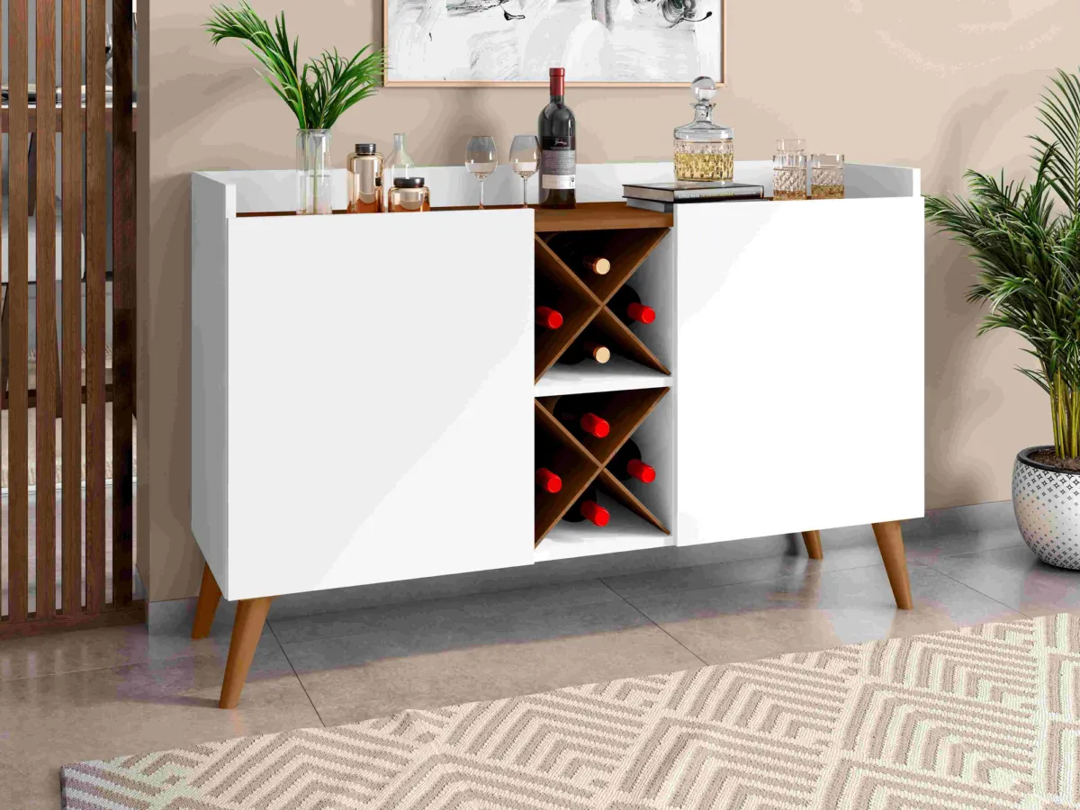 Buffet Max 2P Branco.Natura Zanzini Moveis — Branco/Natura