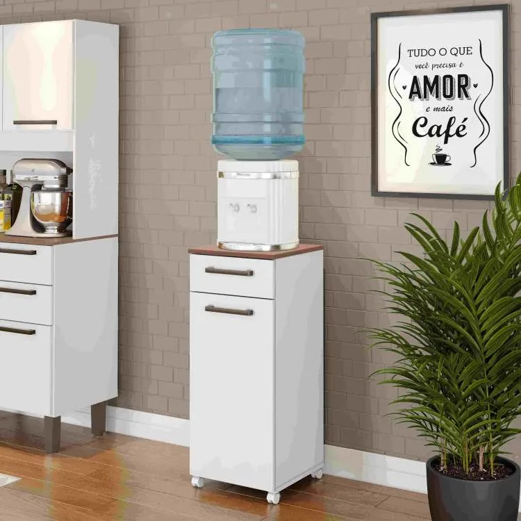 Armario Multiuso Clean 1P1G com Rodizios Branco.Natura Zanzini Moveis — Branco/Natura