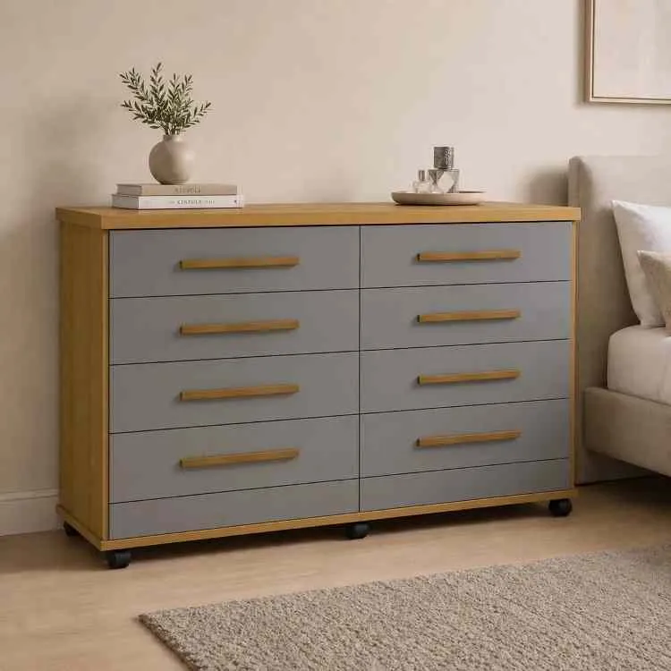 Comoda Jade 8G Cinza.Mel Primus — Cinza/Mel