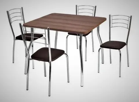 Mesa Catia 90x90 4Cds Renata 110.176 Nogueira Marrom Fil Tub