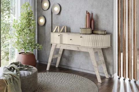 Aparador Estoril 2P1G Calacata.Off White Madetec