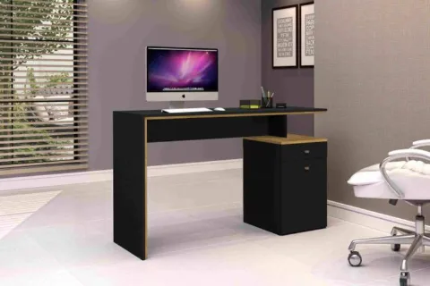 Escrivaninha Office 1G1P Nature.Preto J&A Moveis