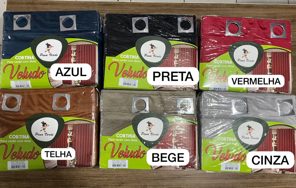 Cortina Veludo Lisa 200x180 Pena Verde — Cores Sortidas