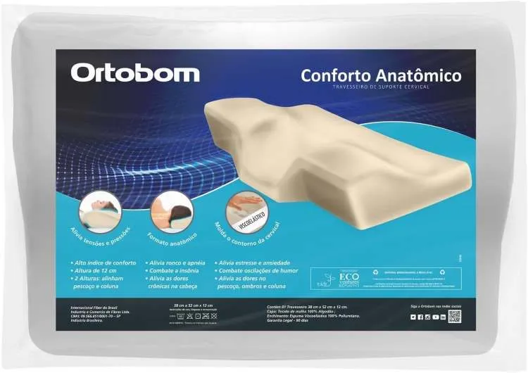 Travesseiro Conforto Anatomico 38x52x12 Ortobom — Travessei Anatômico - Branco