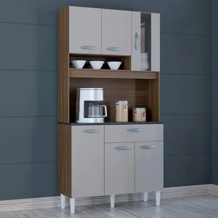 Kit Cozinha Coral 6P1G 90 Poquema — Castanho/Off White