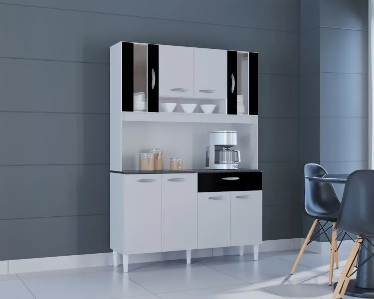 Kit Cozinha Coral 8P1G 120 Poquema — Branco/Preto