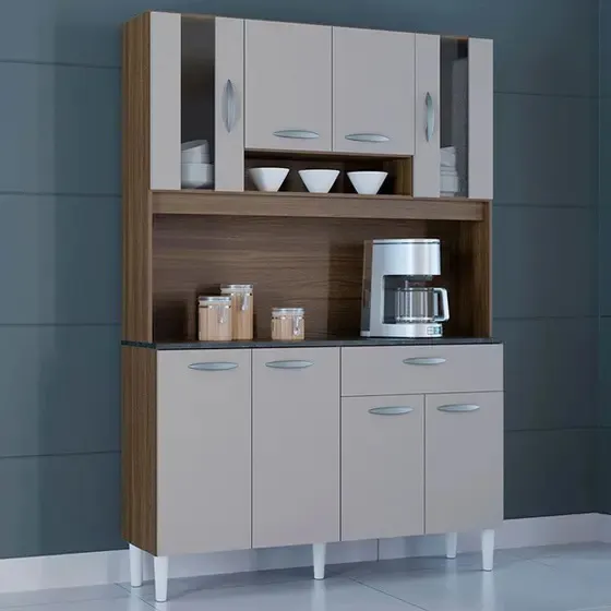 Kit Cozinha Coral 8P1G 120 Poquema — Castanho/Off White