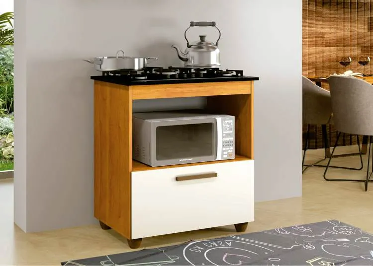 Balcao Salvia para CookTop 4 Bocas Kaiki — Naturale/Off White