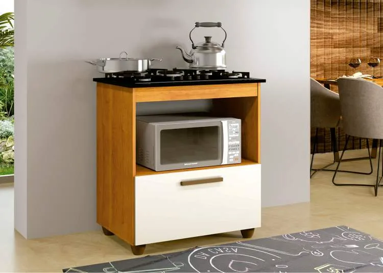 Balcao Salvia para CookTop 5 Bocas Kaiki — Naturale/Off White