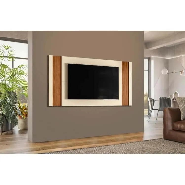 Bancada New Aurora 188 1P2N Mobler — Painel Extens Real  - Peróla Metal/Cina Mel