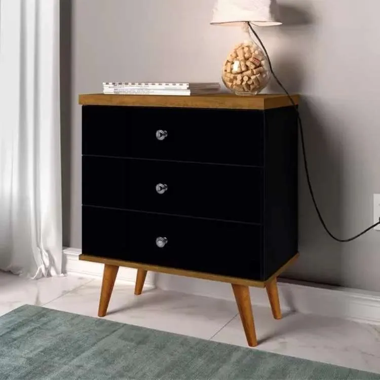 Mesa de Cabeceira Status 3G J&A Moveis — Preto/Jequitiba
