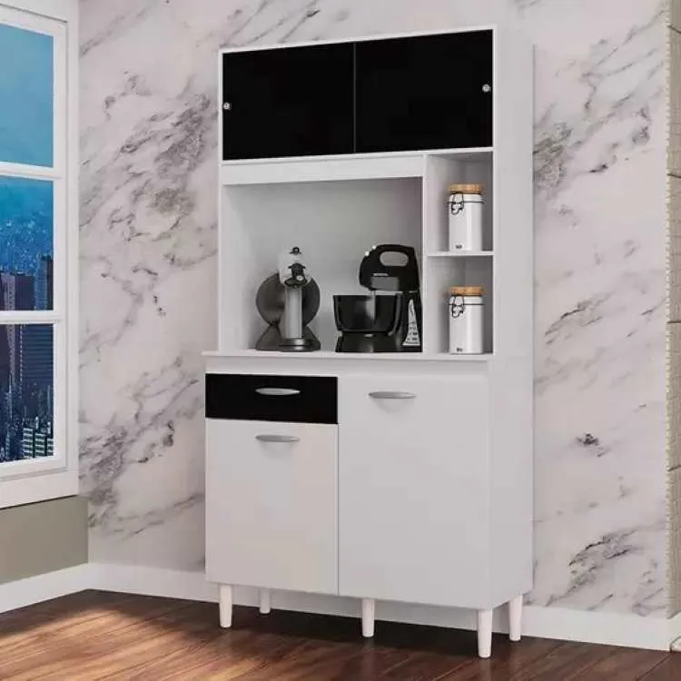 Kit Cozinha Duda 90 4P1G Poquema — Branco/Preto